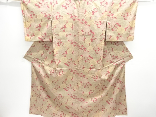 JAPANESE KIMONO / OMESHI / NISHIJIN-ORI / WOVEN KIKU & MAPLE LEAVES
